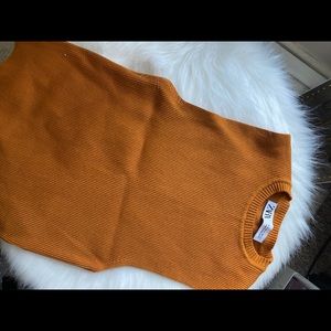 Zara orange sweater vest